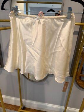 Reformation Satin SILK Ballet Slip Skirt in Ivory size small NWT